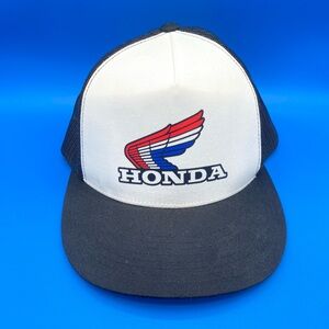 Vintage Honda FX Wing Logo Trucker Hat Cap Snapback Adjustable White Black Mesh